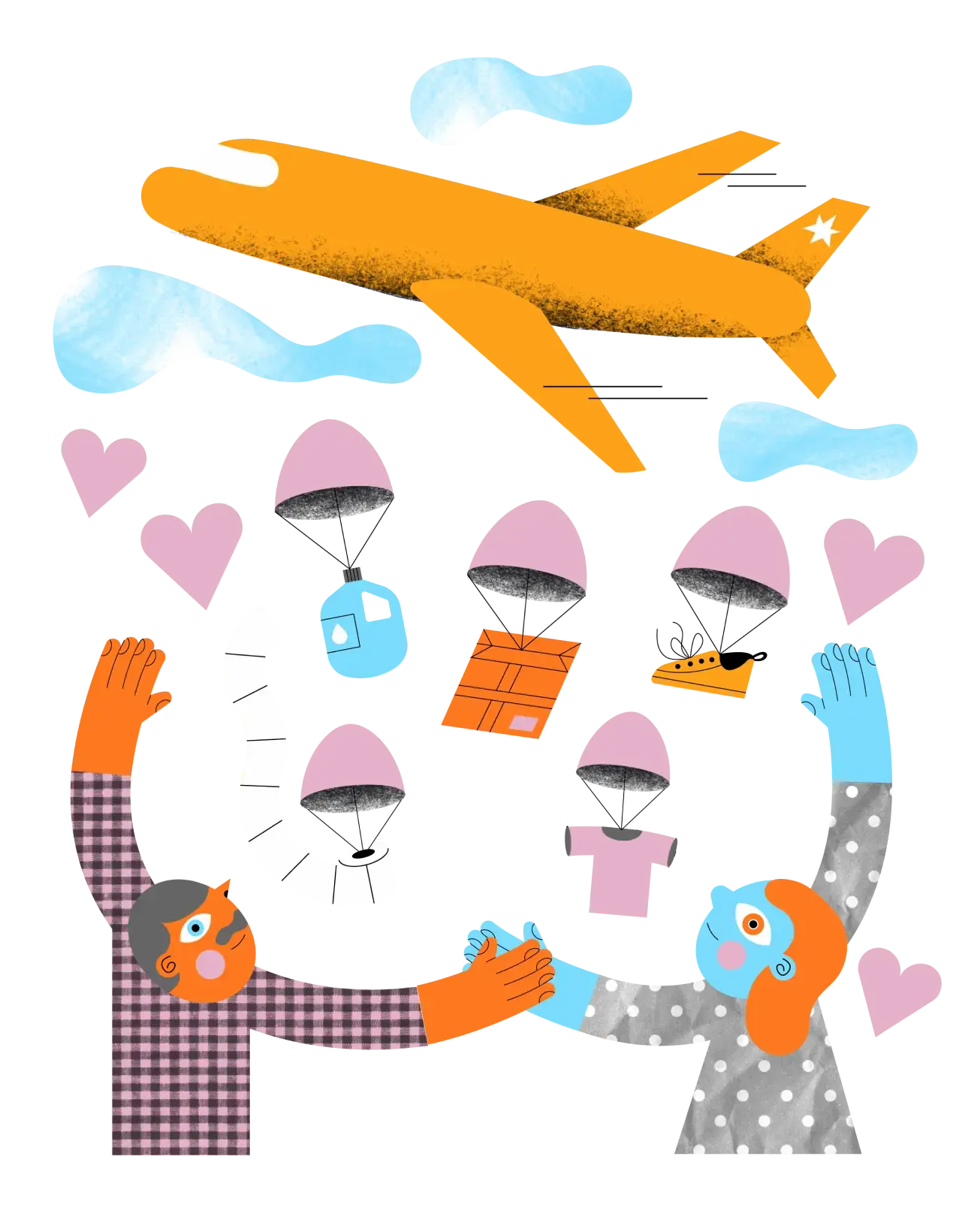 Illustration planes dropping supplies