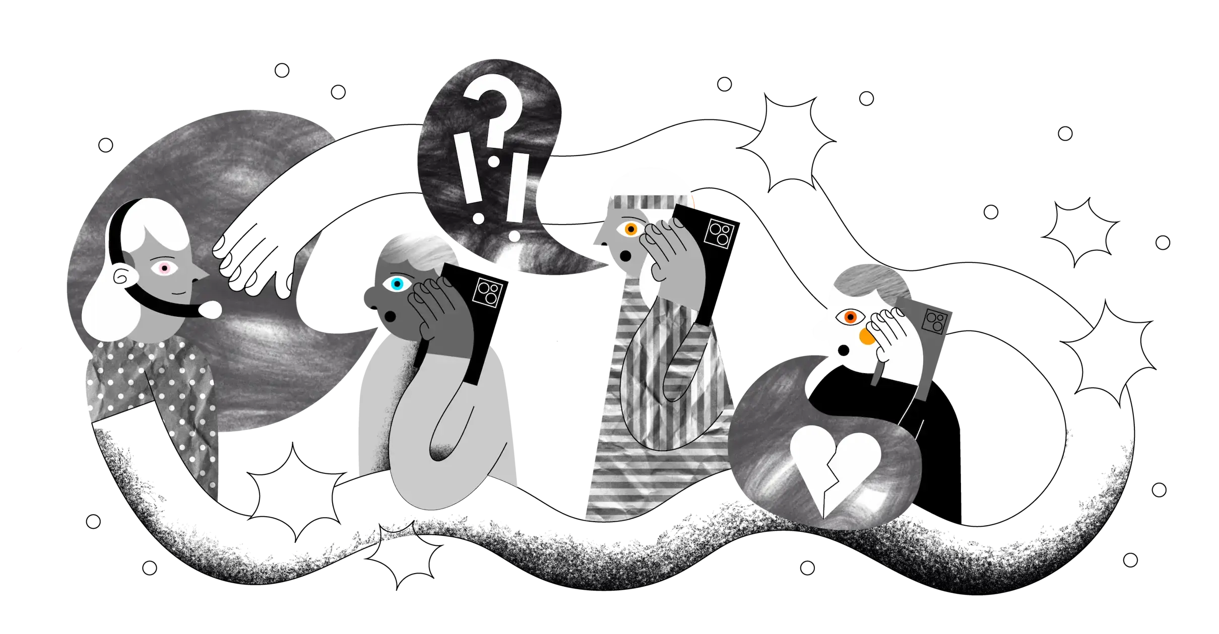 Illustration of people talking on the phone