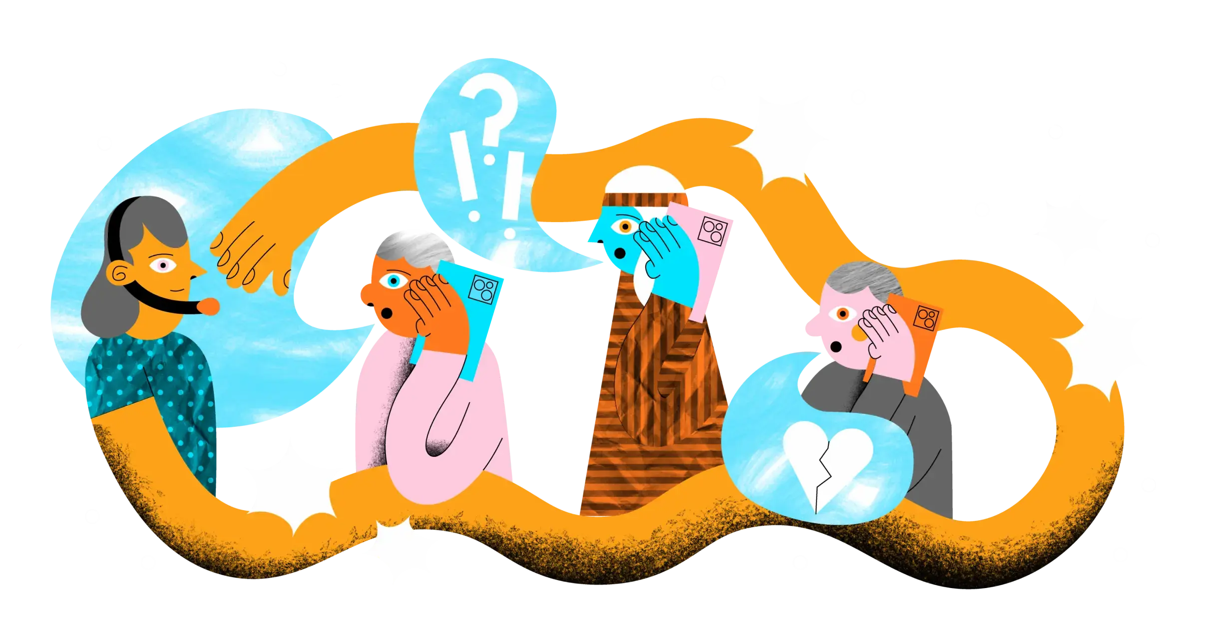 Illustration of people talking on the phone