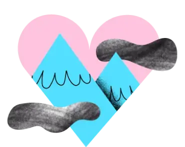 Illustration of a heart with clouds