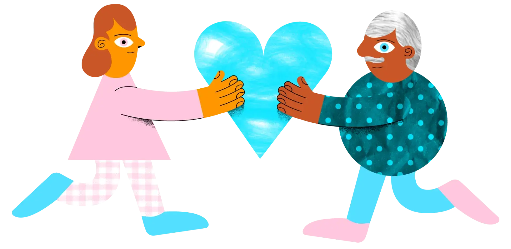 Illustration of a two people holding a heart