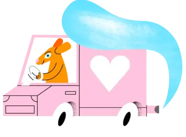 Illustration of a rat driving a truck